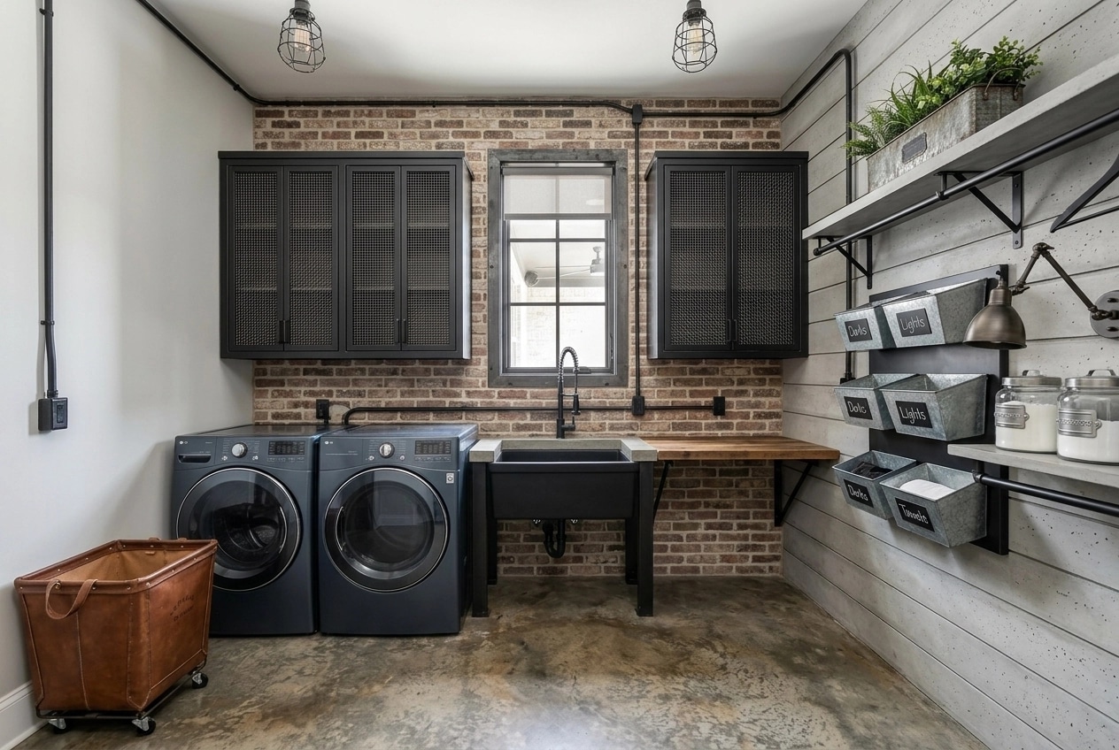 Design de interiores em estilo Loft / Industrial — laundry por GenRoom AI