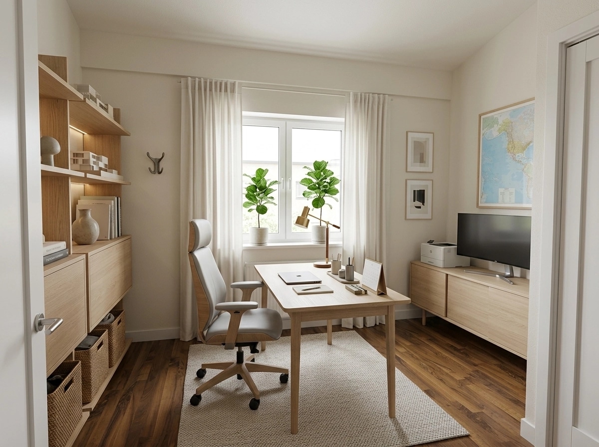 Office interior in Scandinavian style — photo by GenRoom AI