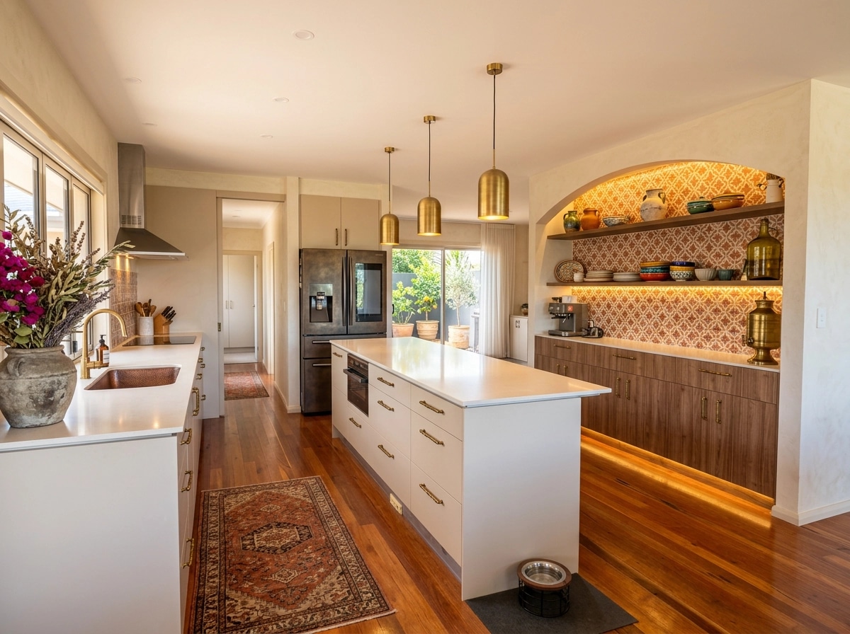 Kitchen interior in Mediterranean style — photo by GenRoom AI