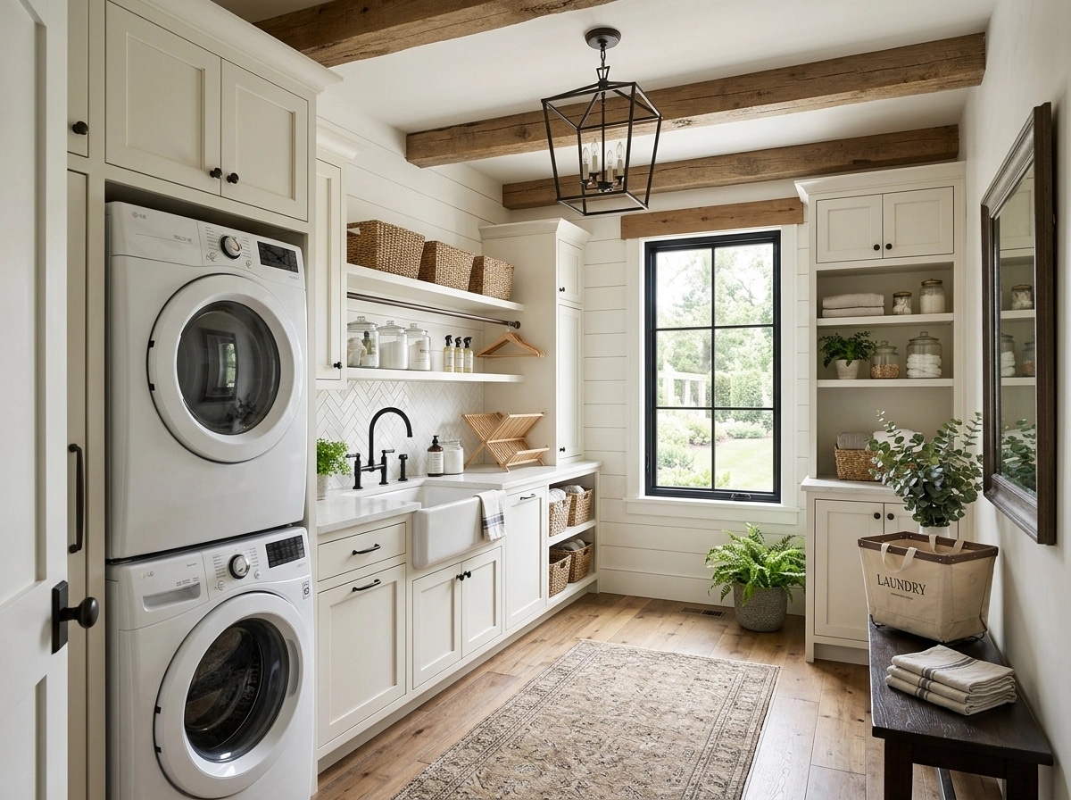 Interior design in Modern Farmhouse style — laundry by GenRoom AI