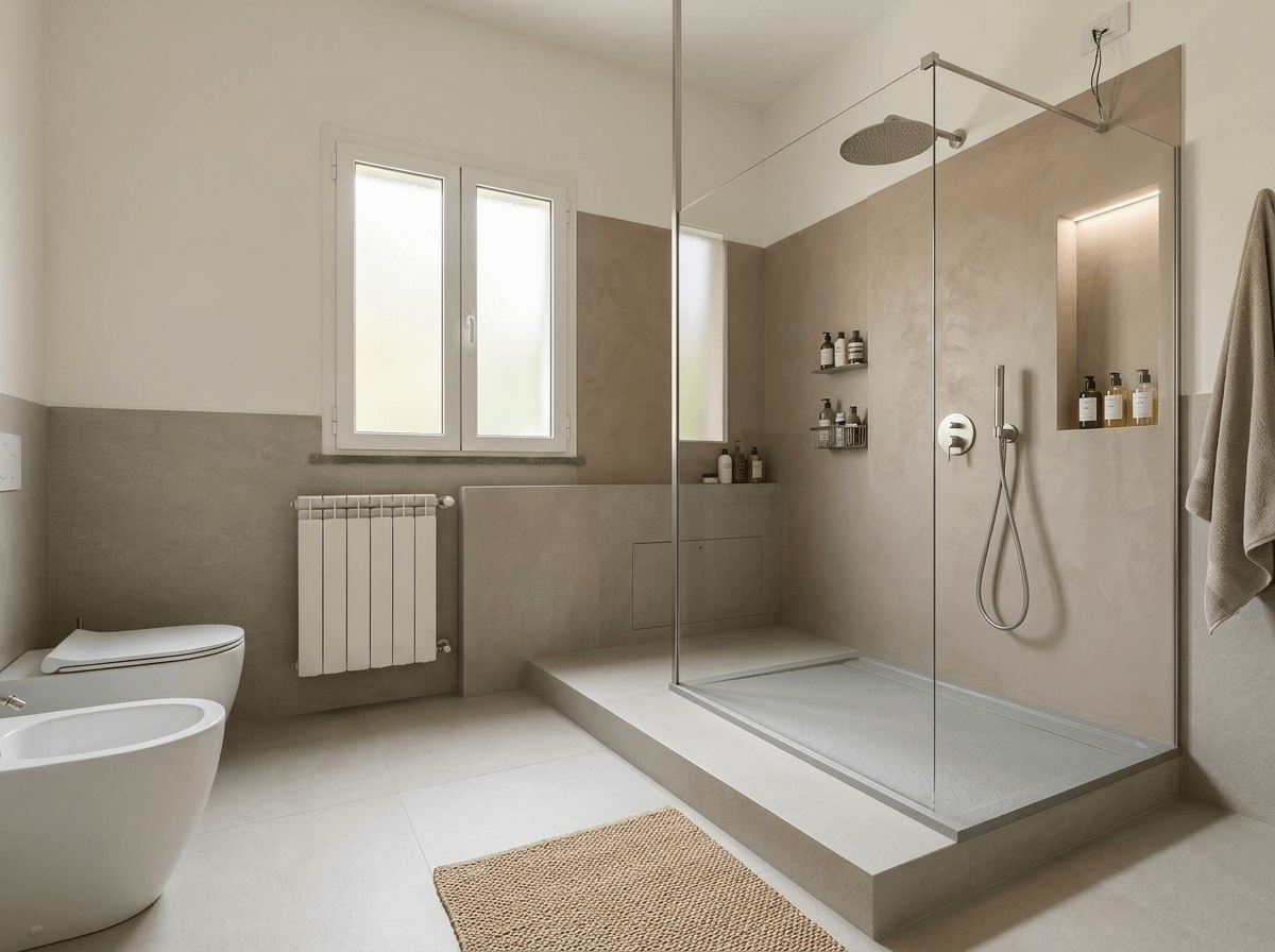 Bathroom interior in Minimalism style — photo by GenRoom AI