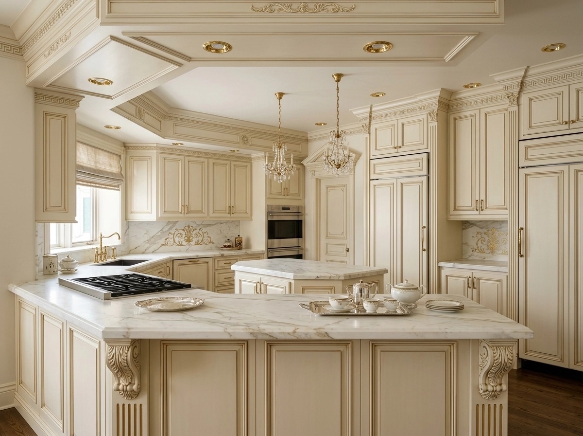 Kitchen interior in Neoclassic style — photo by GenRoom AI