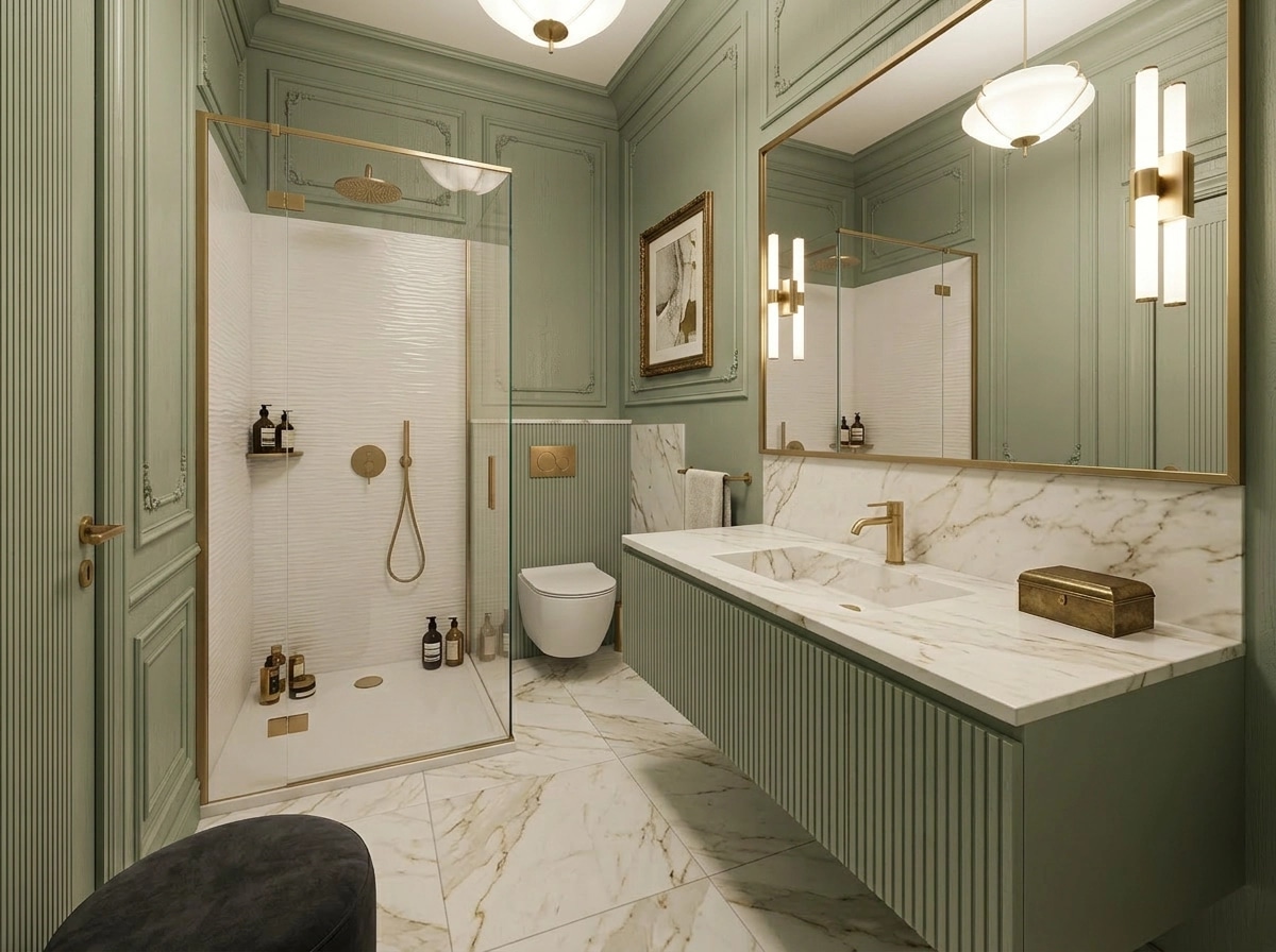 French Parisian Bathroom design — interior photo by GenRoom AI