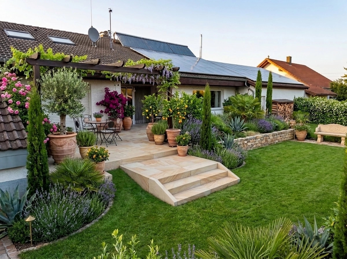 Landscape design in Mediterranean Yard style — Yard by GenRoom AI