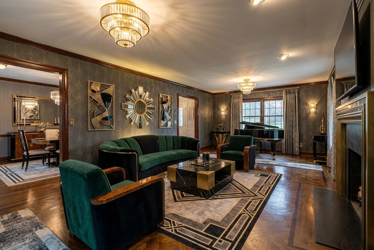 Art Deco Living Room design — interior photo by GenRoom AI