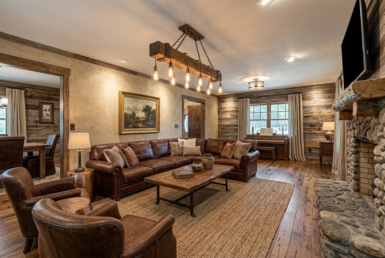 Interior design in Rustic style — Living Room by GenRoom AI