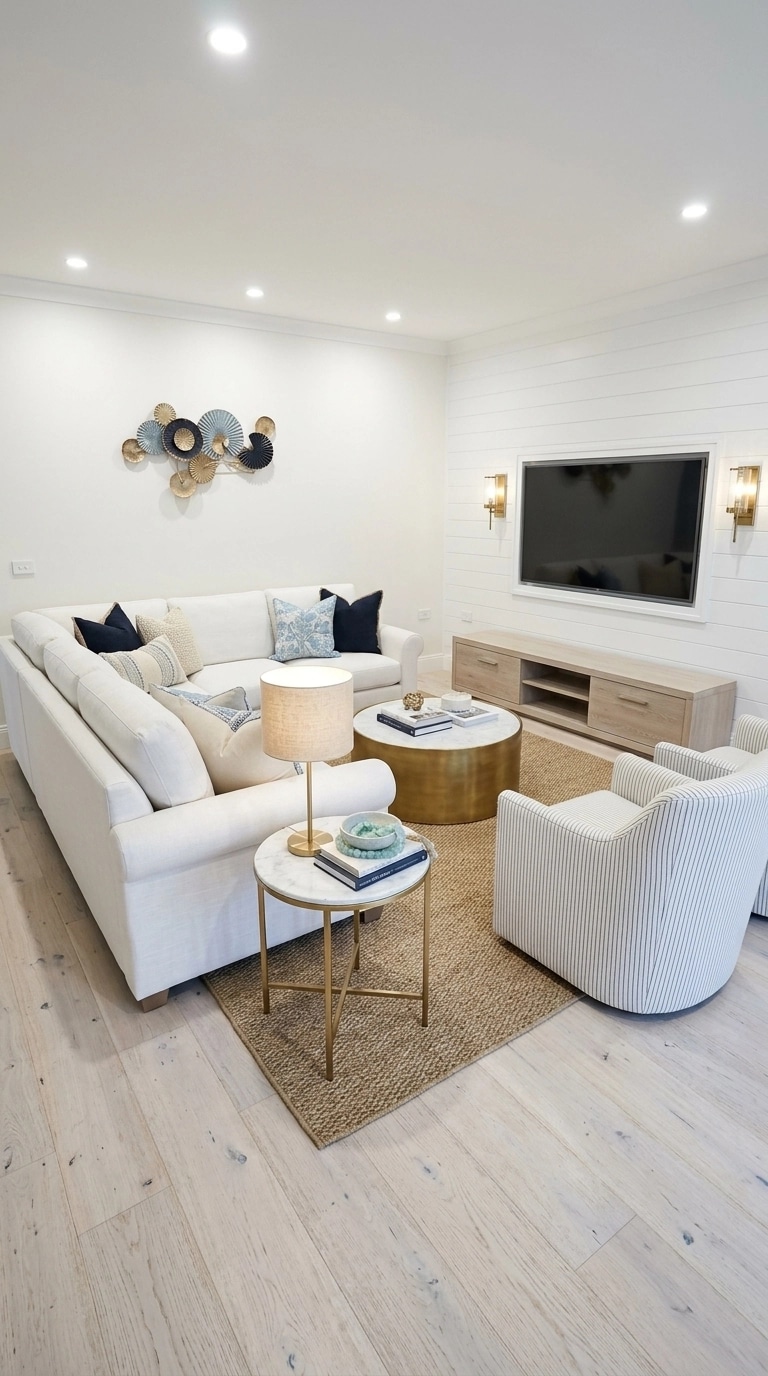 Interior design in Coastal / Hamptons style — Living Room by GenRoom AI