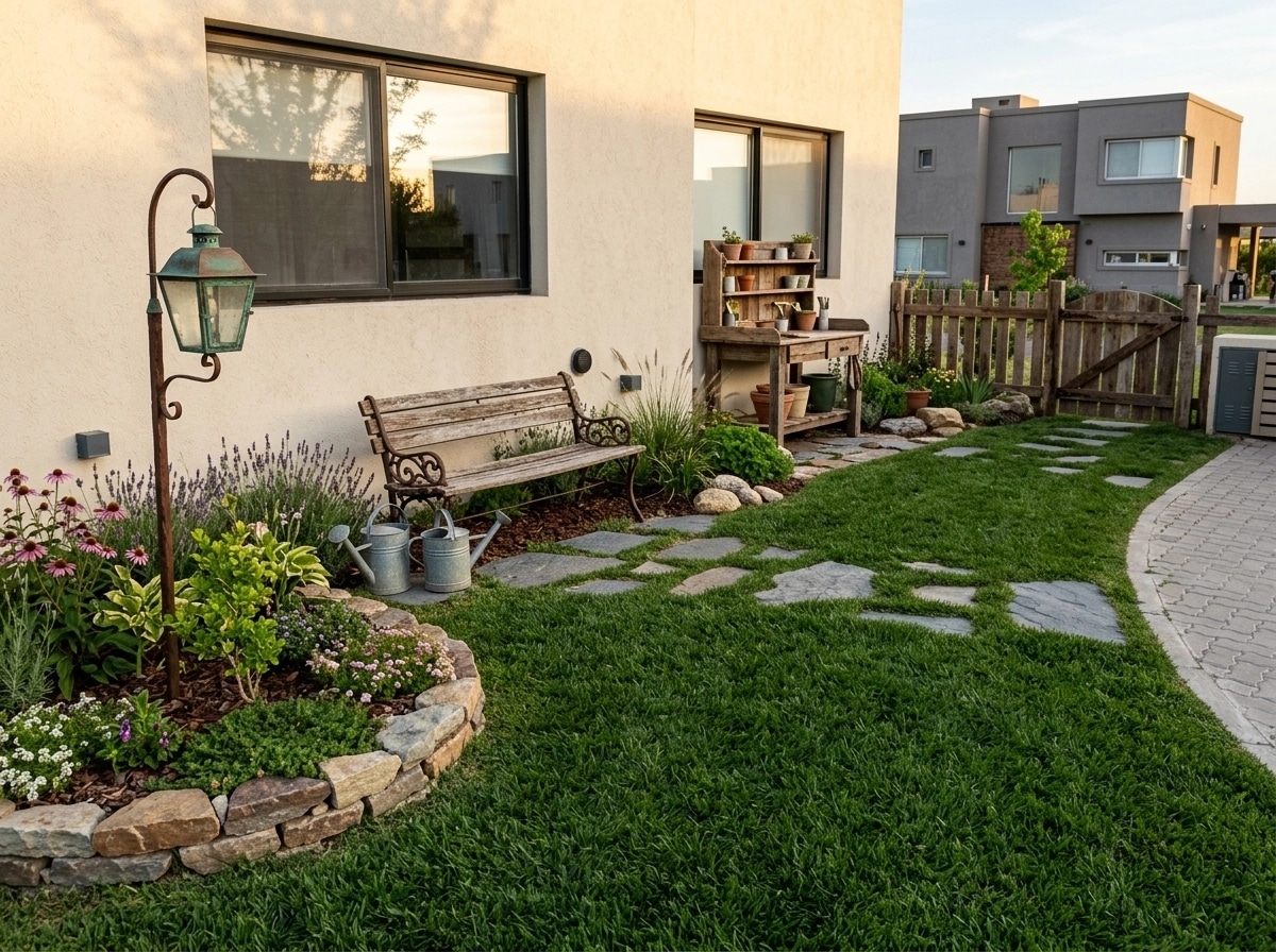 Diseño paisajístico en estilo Country Rustic Garden — Jardín por GenRoom AI