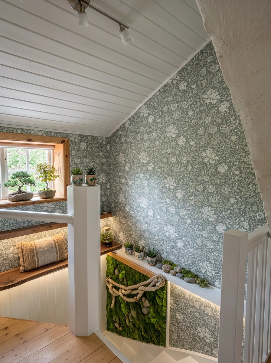 Biophilic Corridoio design — interior photo by GenRoom AI