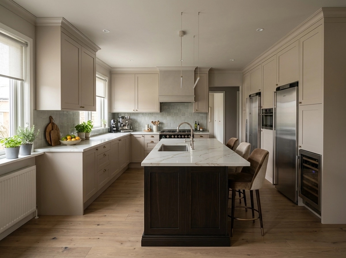 Kitchen interior in Transitional style — photo by GenRoom AI