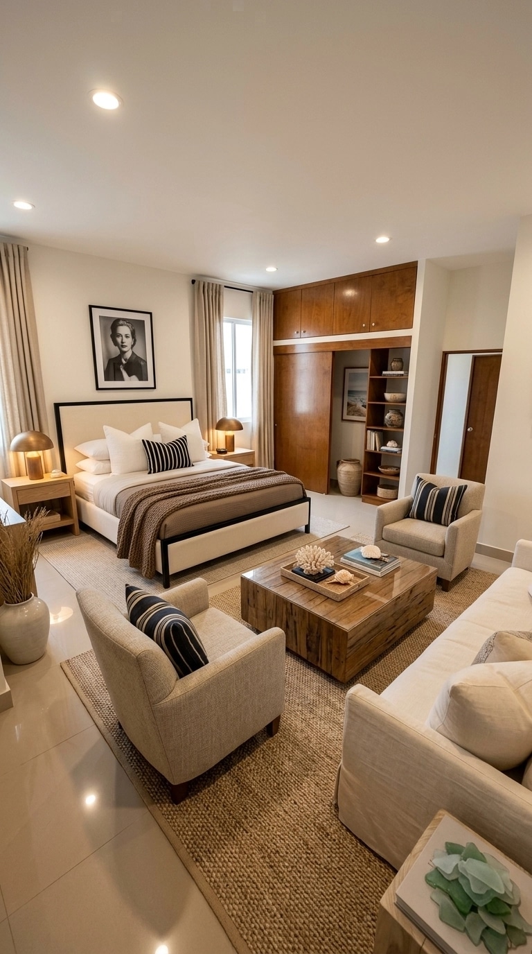 Coastal / Hamptons غرفة المعيشة design — interior photo by GenRoom AI