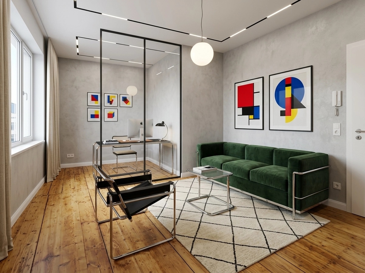 Design d'intérieur en style Bauhaus — Salon par GenRoom AI