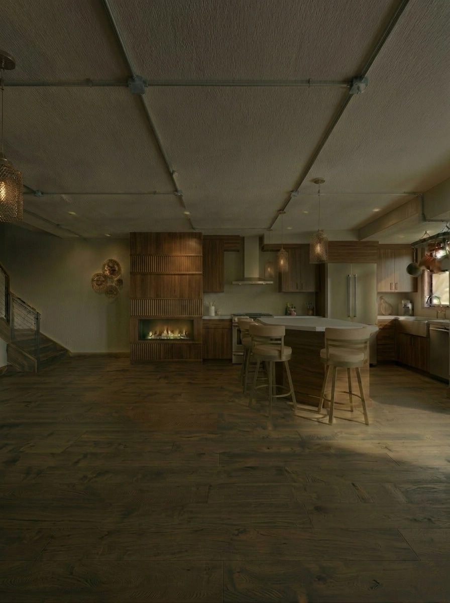 Interior desain di Loft / Industrial gaya — Dapur oleh GenRoom AI