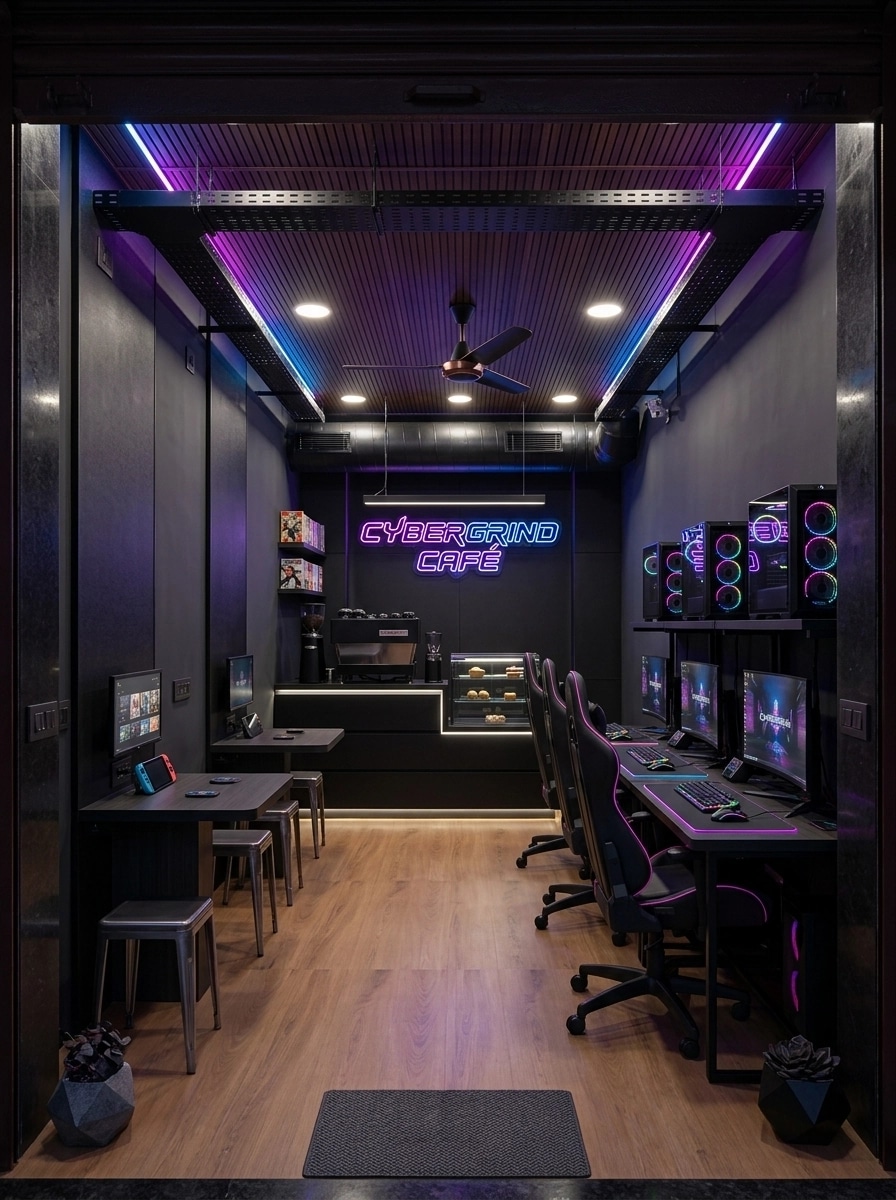 Interior design in Blacktec style — cafe by GenRoom AI