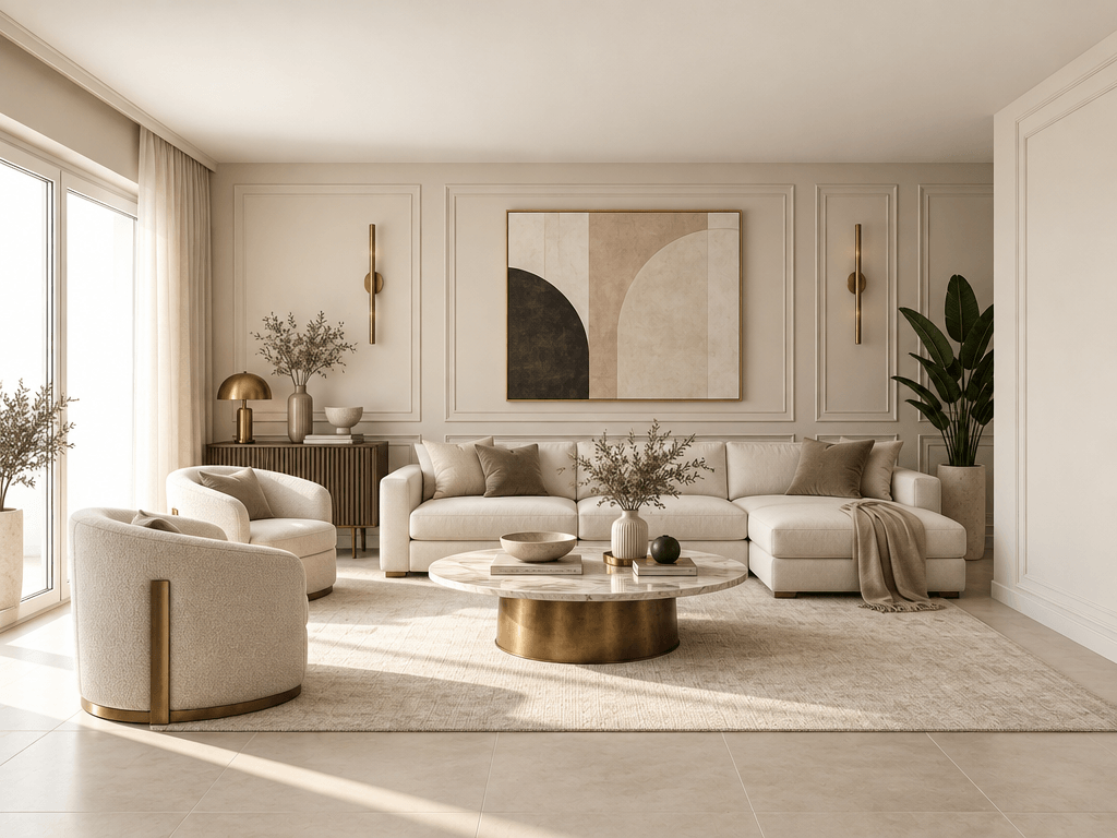 Neoclassic Soggiorno design — interior photo by GenRoom AI