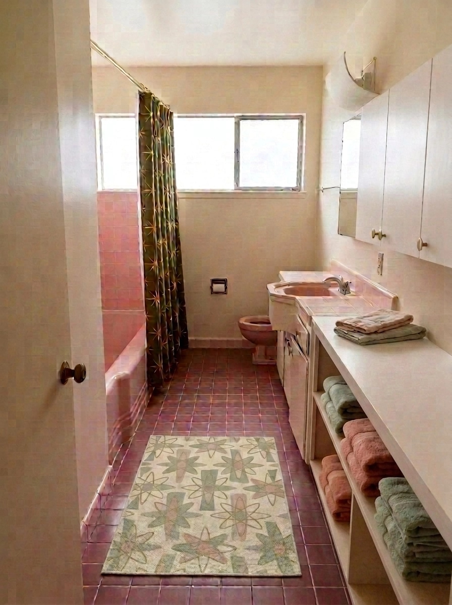 Bathroom interior in Mid-Century Modern style — photo by GenRoom AI