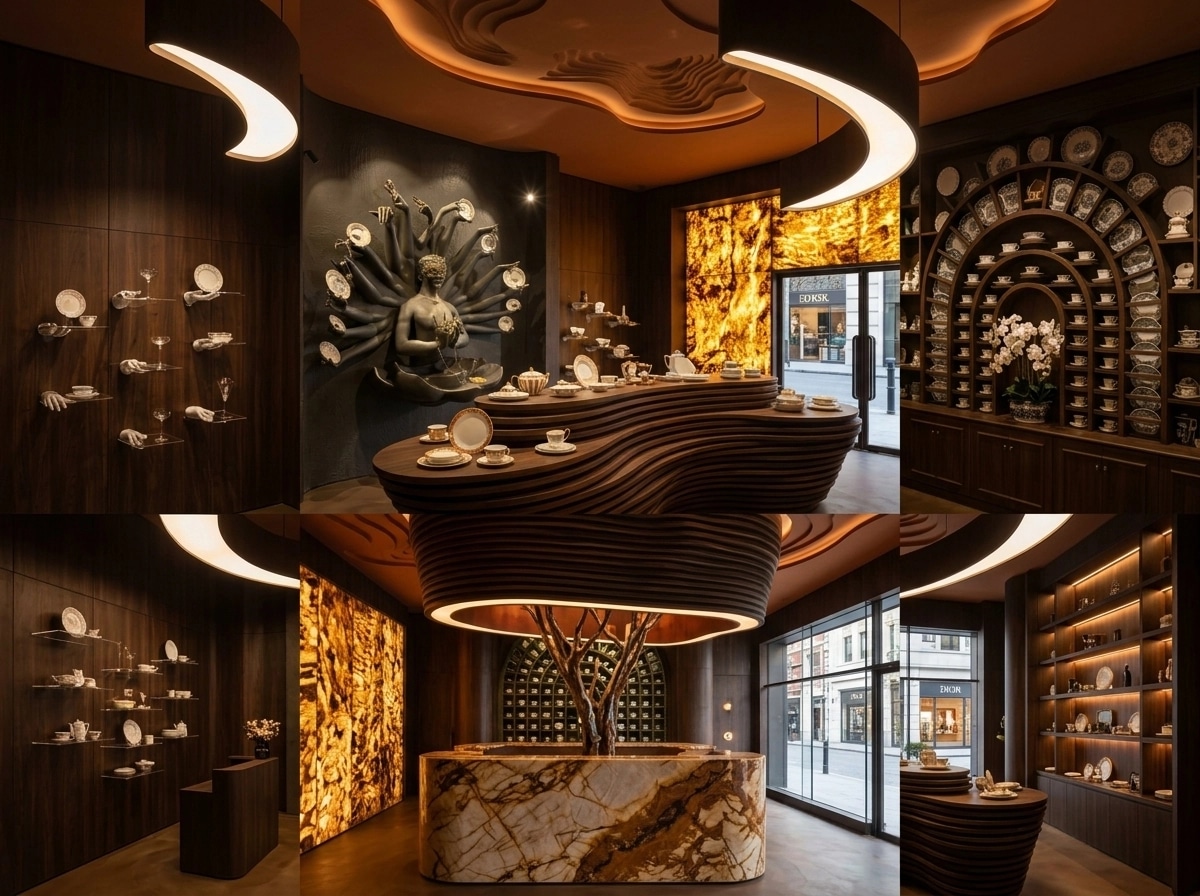 Design d'interni in stile Maximalist — showroom di GenRoom AI