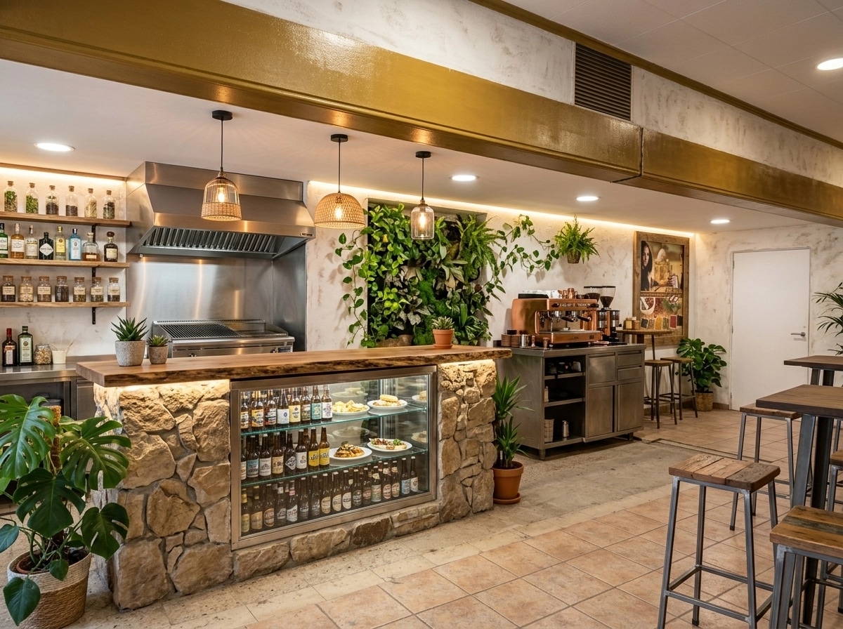 Interior design in Biophilic style — bar by GenRoom AI