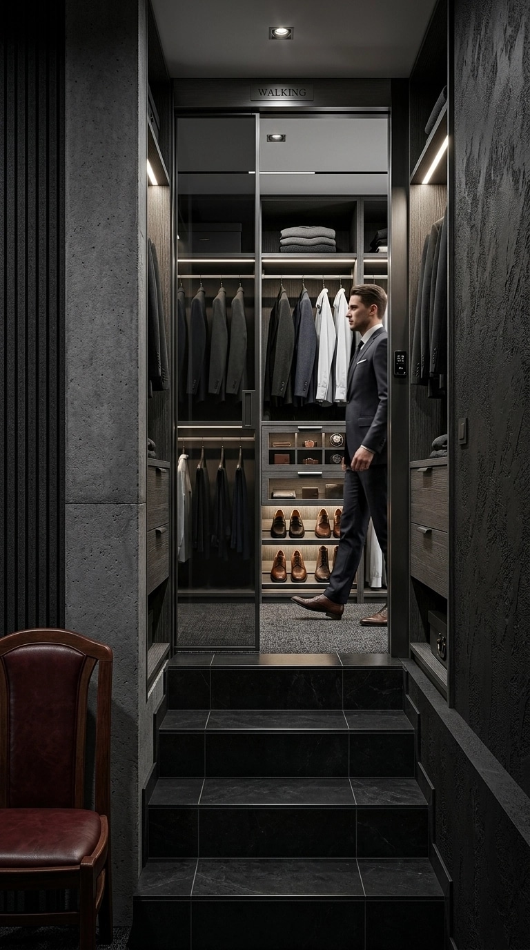Interior design in Blacktec style — wardrobe by GenRoom AI