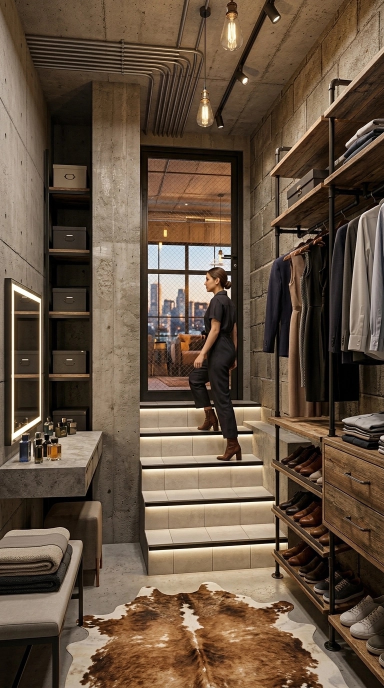 Interior design in Loft / Industrial style — wardrobe by GenRoom AI