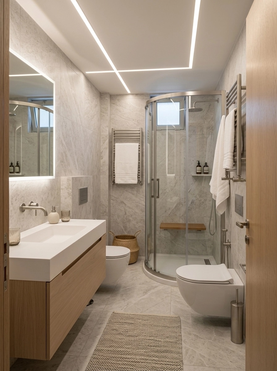 Bathroom interior in Scandinavian style — photo by GenRoom AI