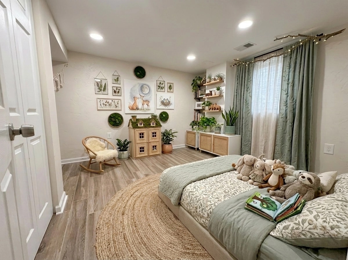İç mekân tasarımı Biophilic stili — Yatak Odası GenRoom AI
