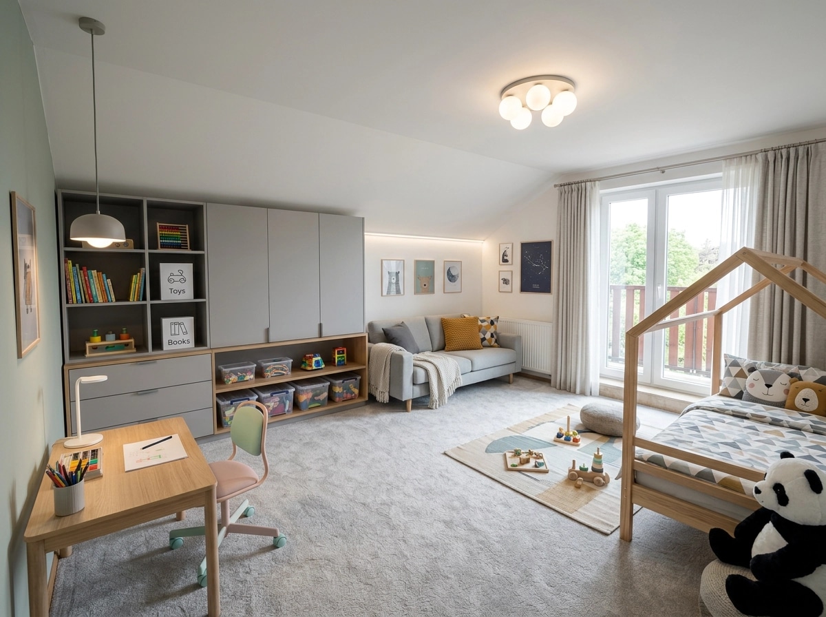 Contemporary Kids Room design — interior photo by GenRoom AI