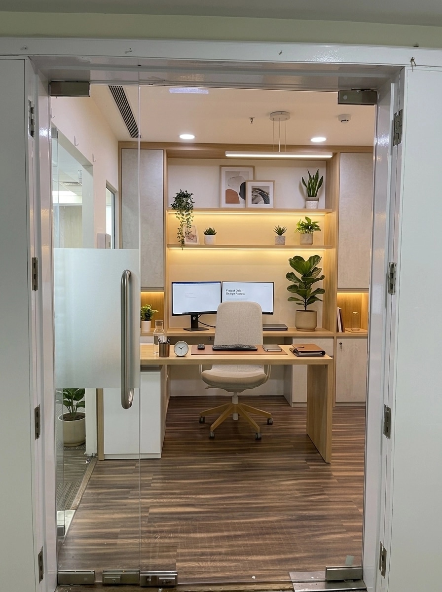 Office interior in Scandinavian style — photo by GenRoom AI