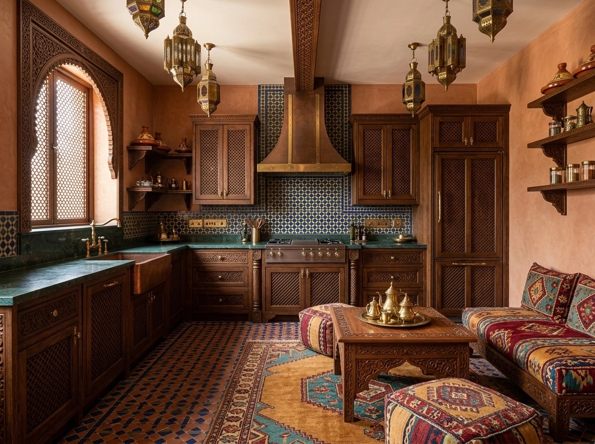 Kitchen interior in Arabian / Moroccan style — photo by GenRoom AI