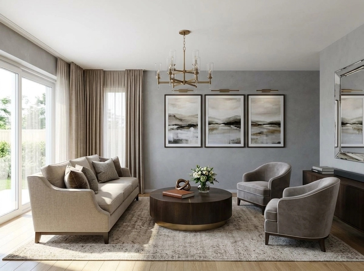 Innenraumdesign im Transitional-Stil — Wohnzimmer von GenRoom AI