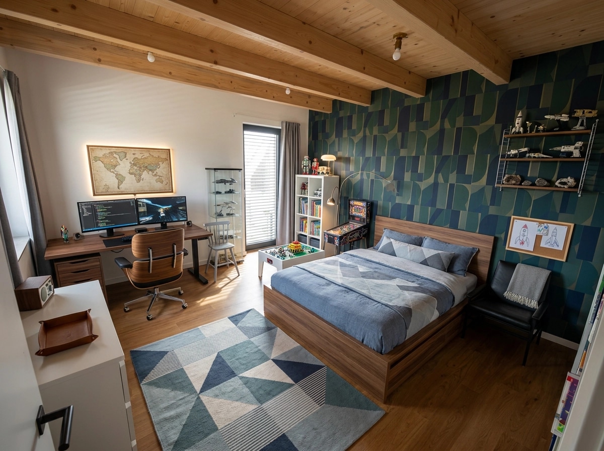 Interior design in Mid-Century Modern style — Kids Room by GenRoom AI