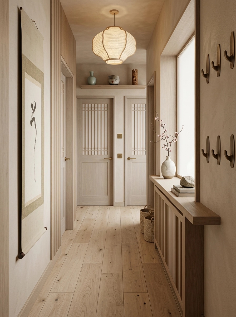 Hallway interior in Japandi style — photo by GenRoom AI
