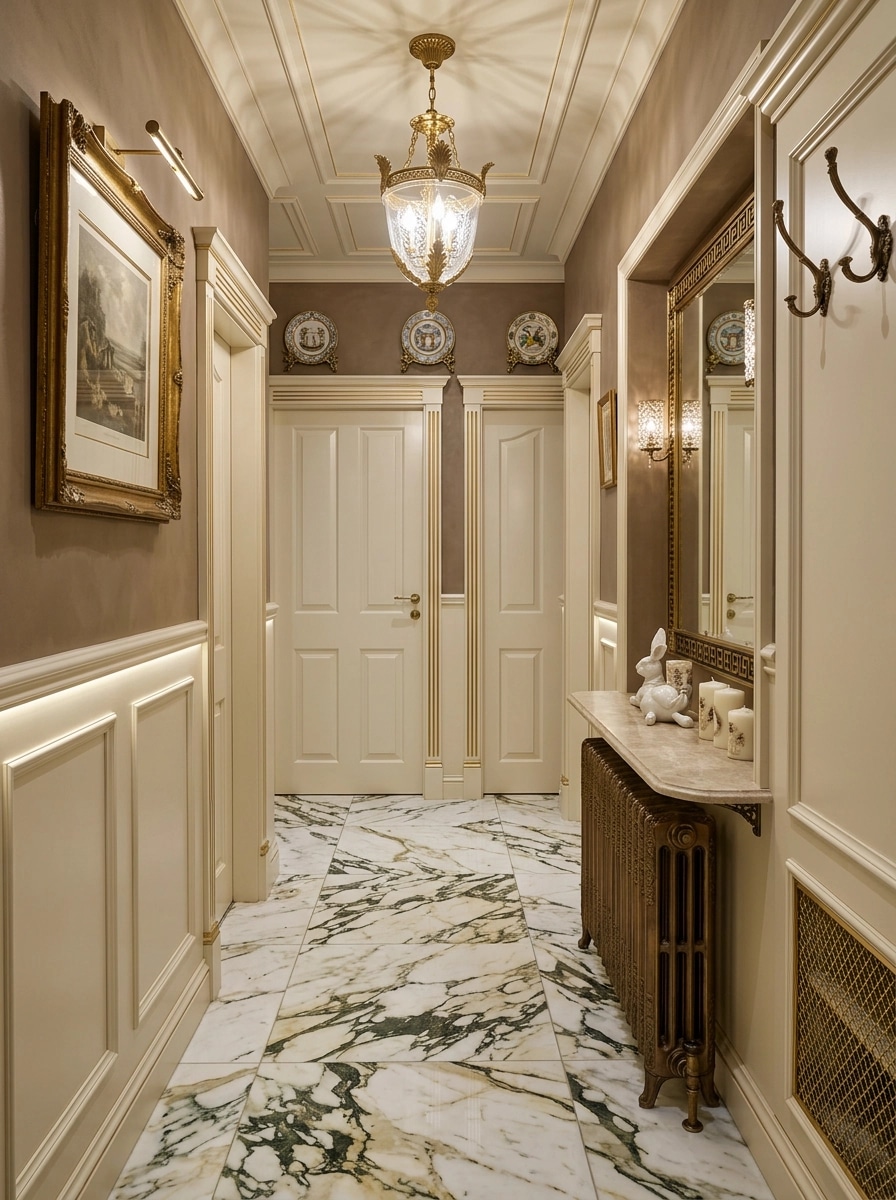 Hallway interior in Neoclassic style — photo by GenRoom AI