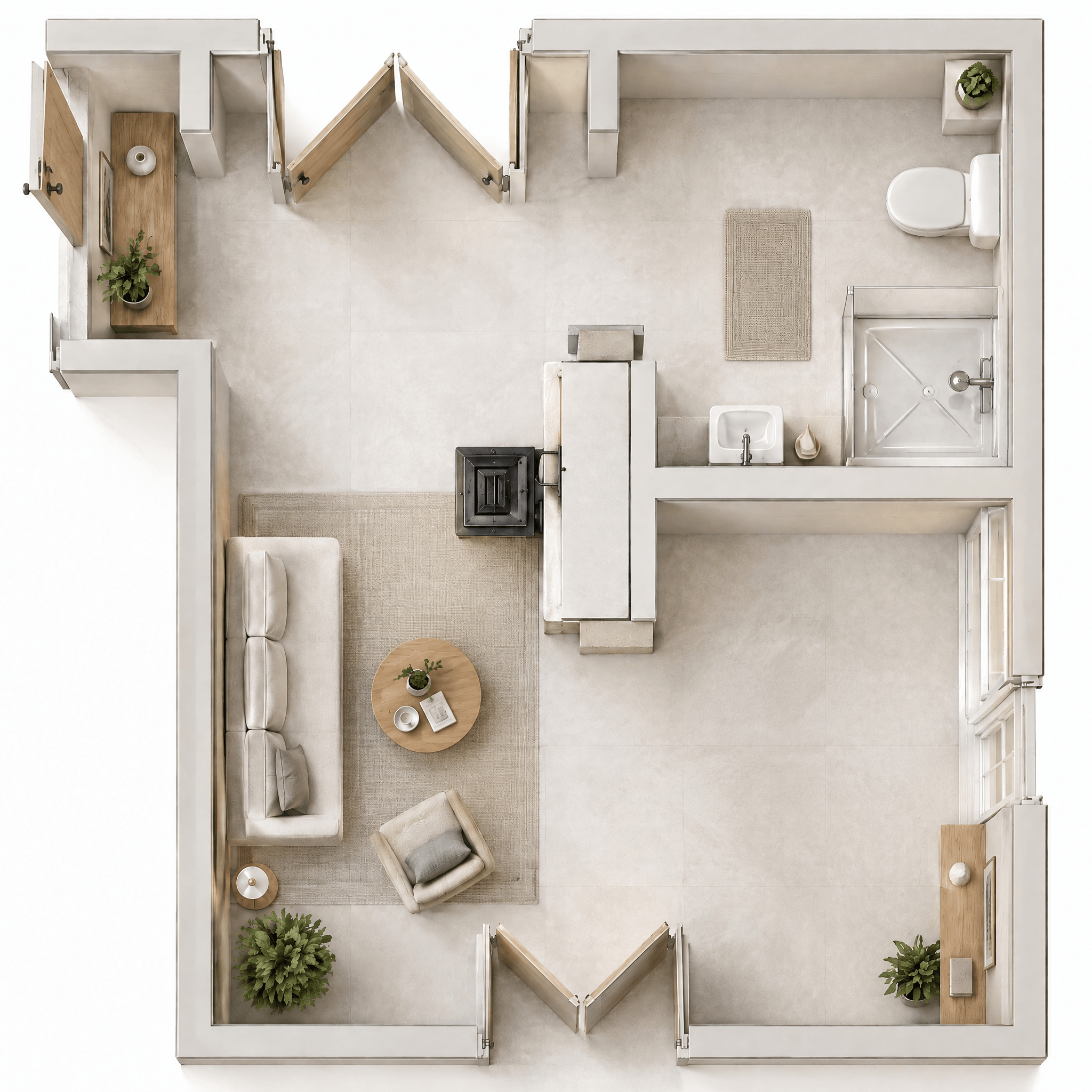 Interior design in Minimalism style — Living Room by GenRoom AI