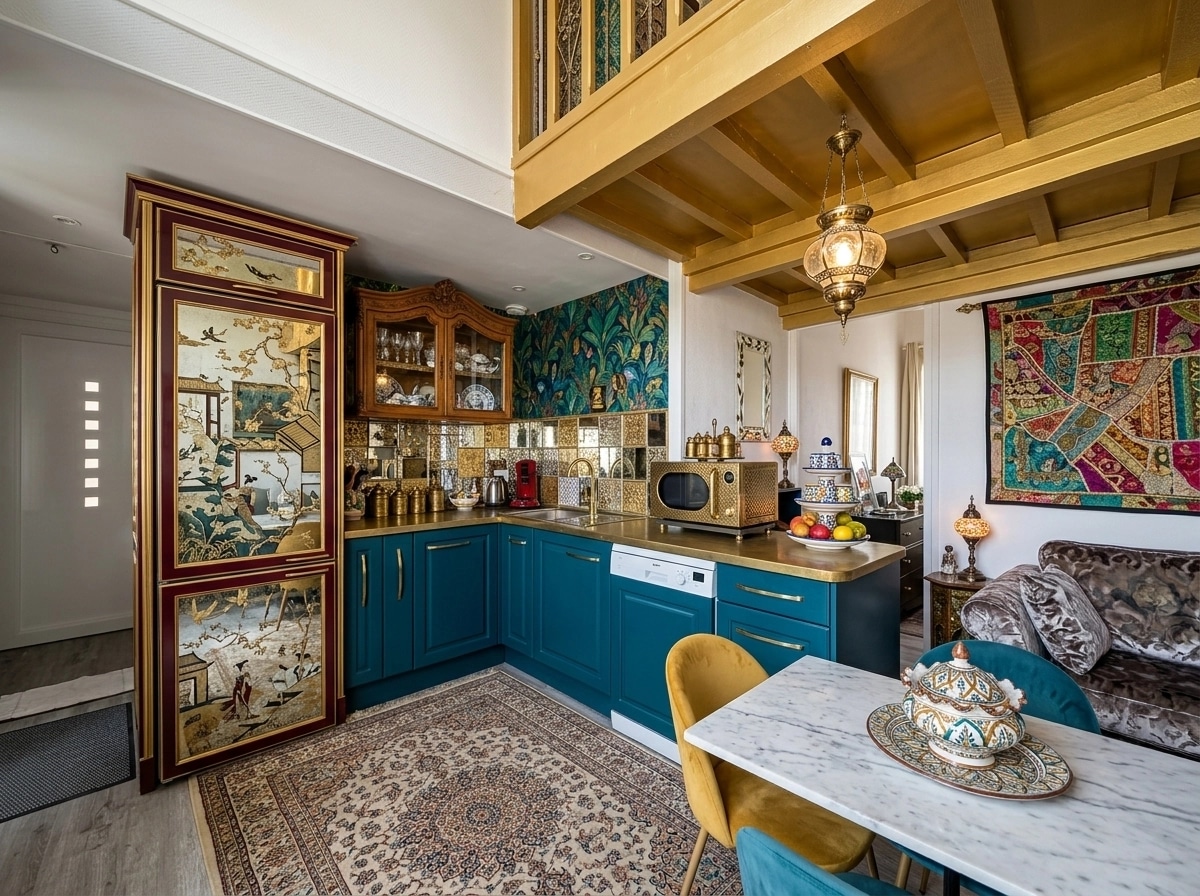 Kitchen interior in Maximalist style — photo by GenRoom AI