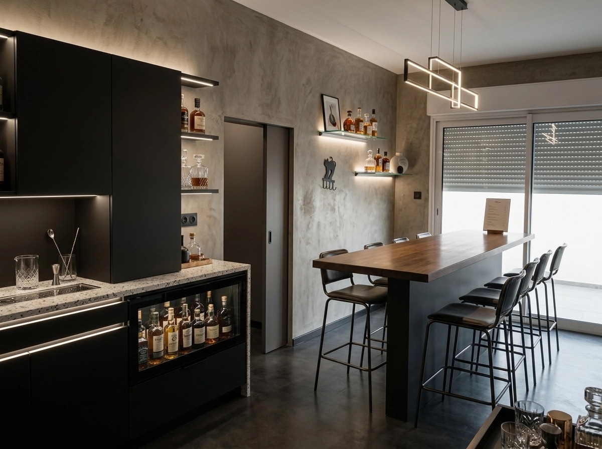 Interior design in Minimalism style — bar by GenRoom AI