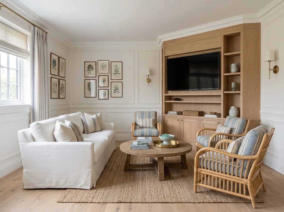 Interior design in Coastal / Hamptons style — Living Room by GenRoom AI