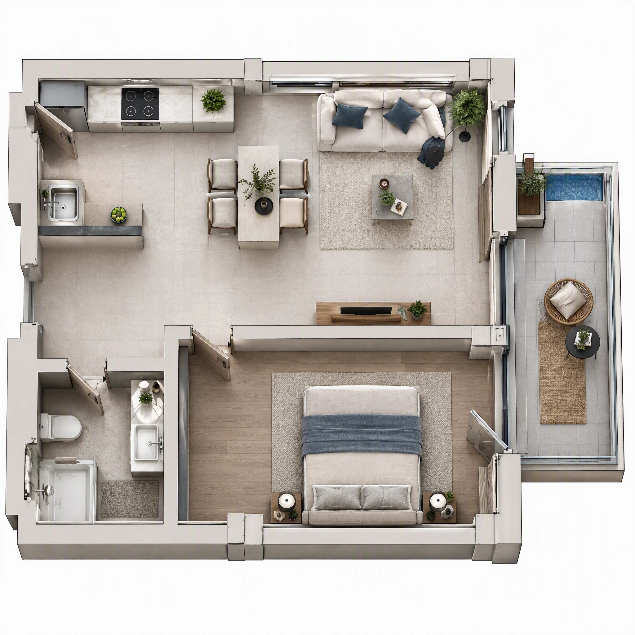 Interior design in Minimalism style — Living Room by GenRoom AI
