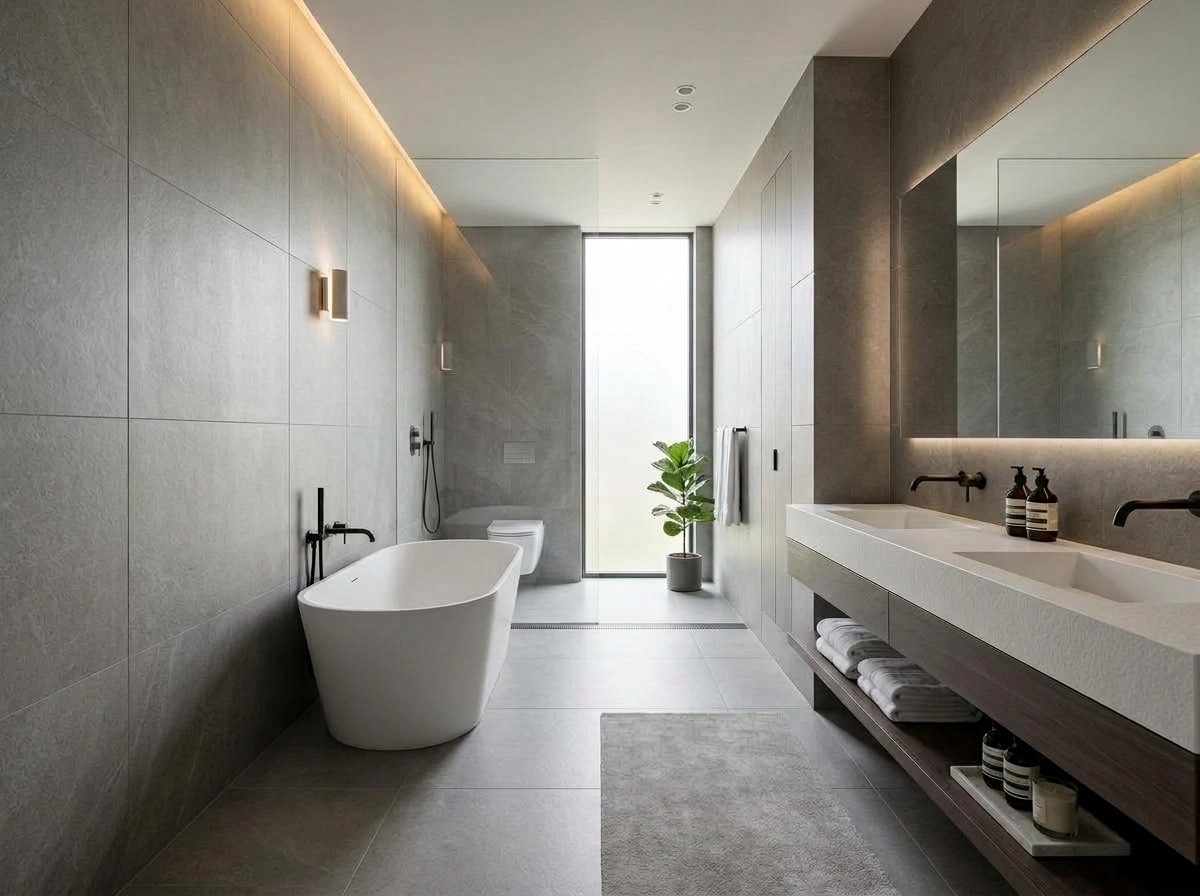 Bathroom interior in Minimalism style — photo by GenRoom AI