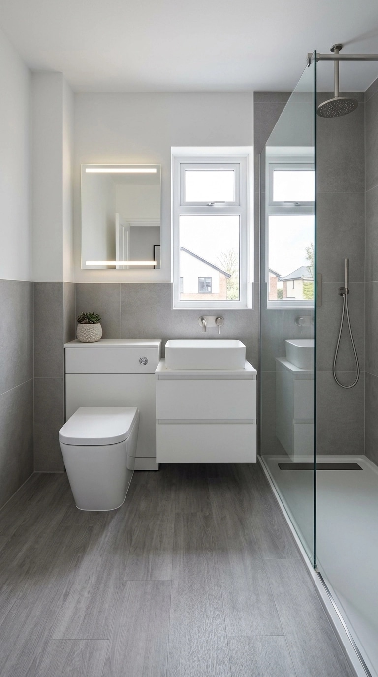 Bathroom interior in Minimalism style — photo by GenRoom AI
