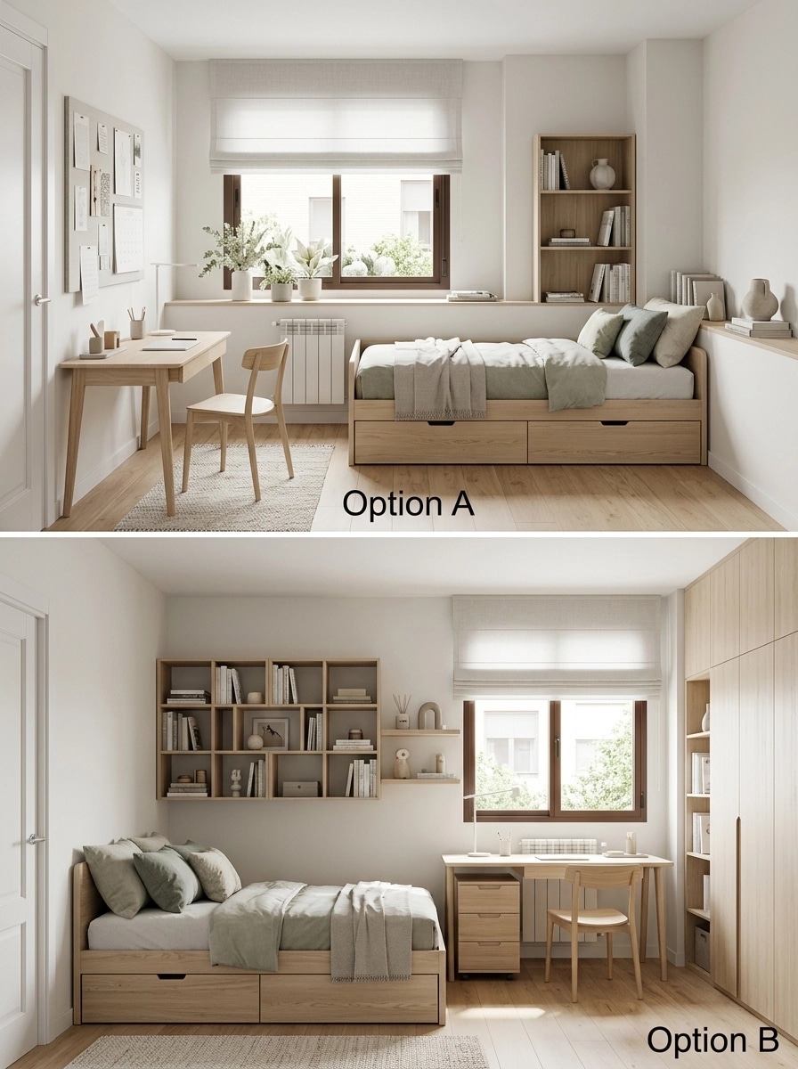 Scandinavian Bedroom design — interior photo by GenRoom AI