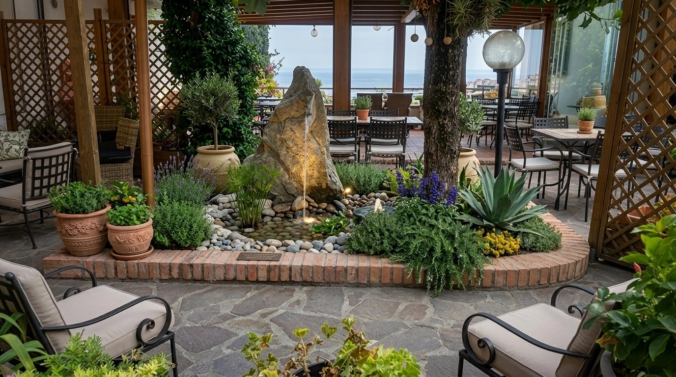 Landscape design in Mediterranean Yard style — Yard by GenRoom AI