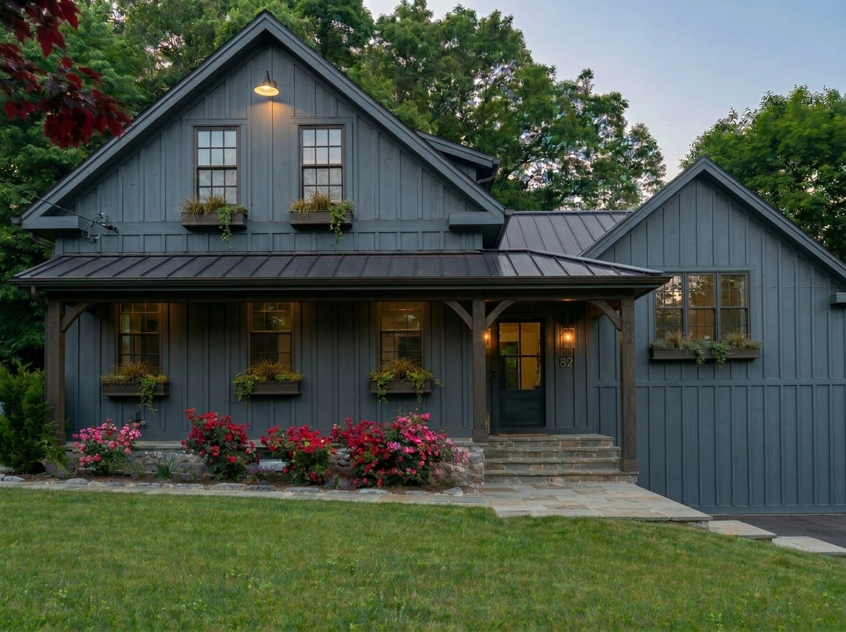 Facade design in Barnhouse Facade style — photo by GenRoom AI