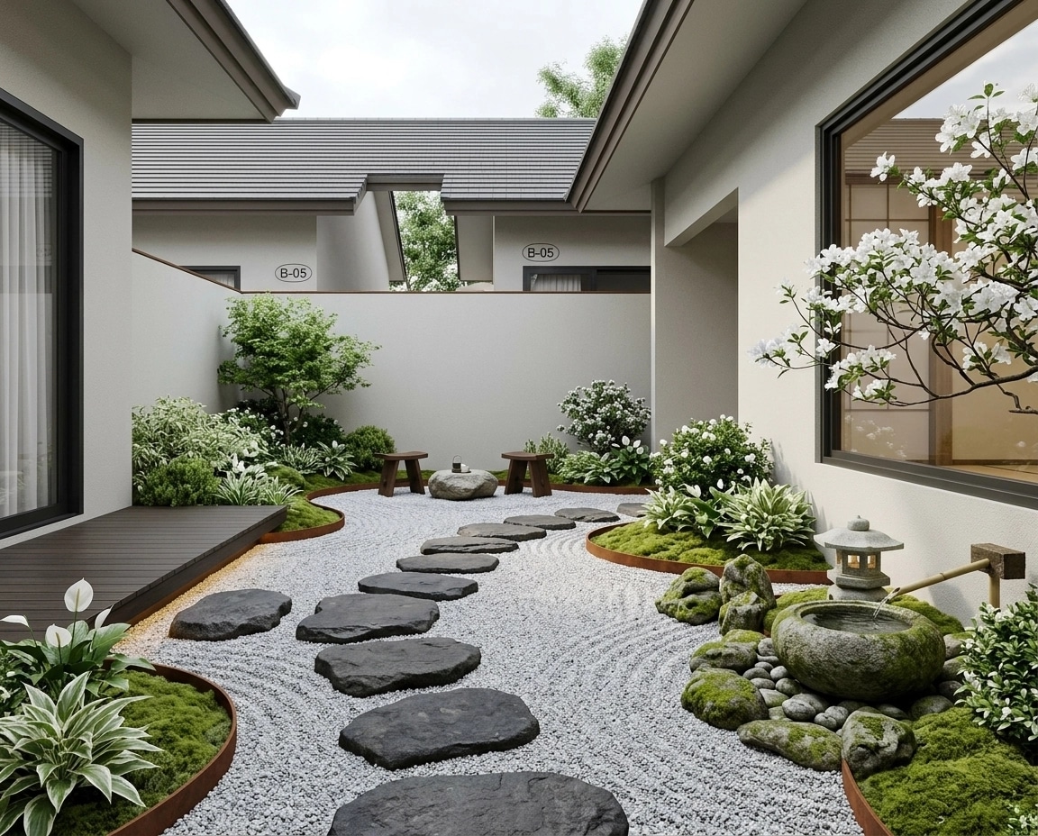 Design paysager en style Japanese Garden — Jardin par GenRoom AI