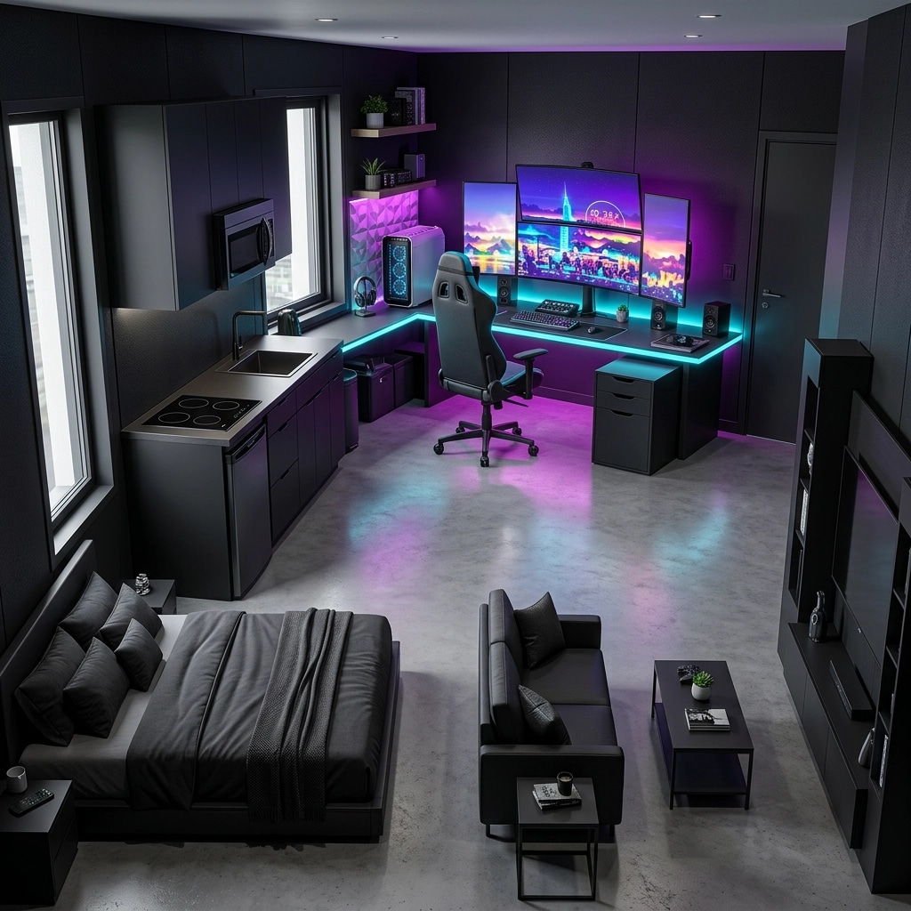Interior design in Blacktec style — studio by GenRoom AI