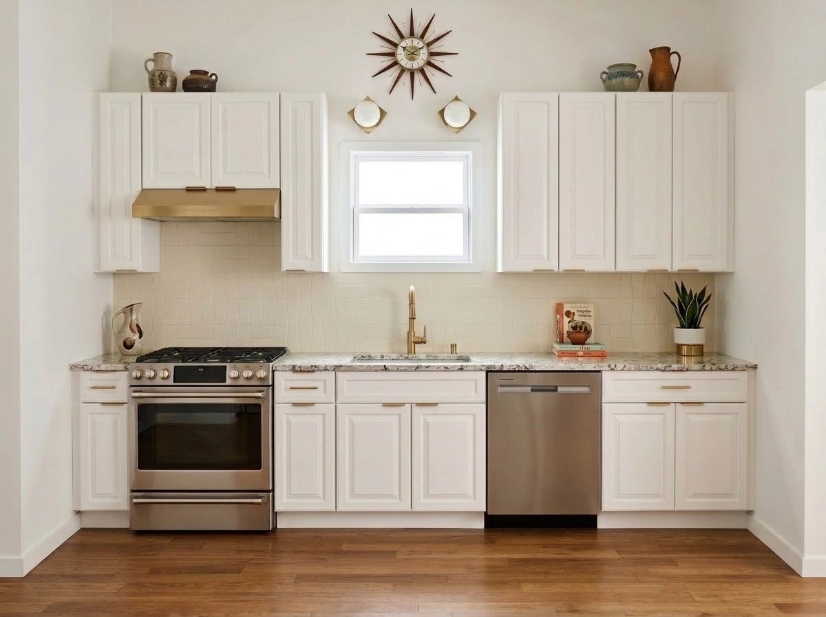 Kitchen interior in Mid-Century Modern style — photo by GenRoom AI
