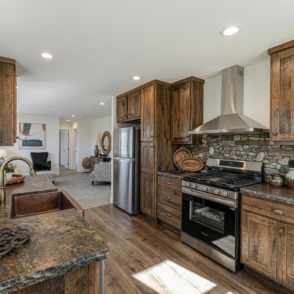 Kitchen interior in Rustic style — photo by GenRoom AI