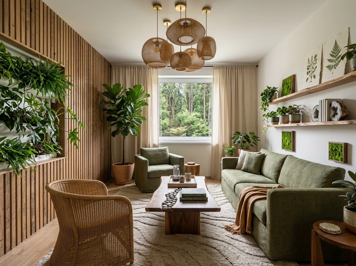 Interior design in Biophilic style — Living Room by GenRoom AI