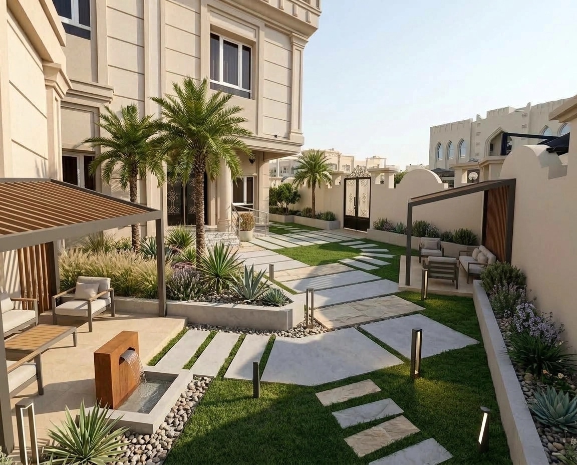 Design paysager en style Contemporary Yard — Jardin par GenRoom AI