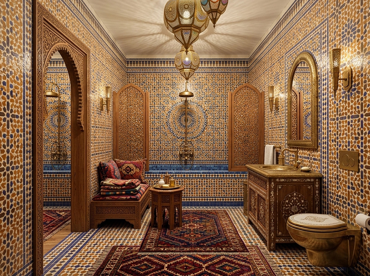Bathroom interior in Arabian / Moroccan style — photo by GenRoom AI